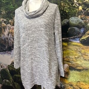 Elegant Heathered Cowl Neck Sweater